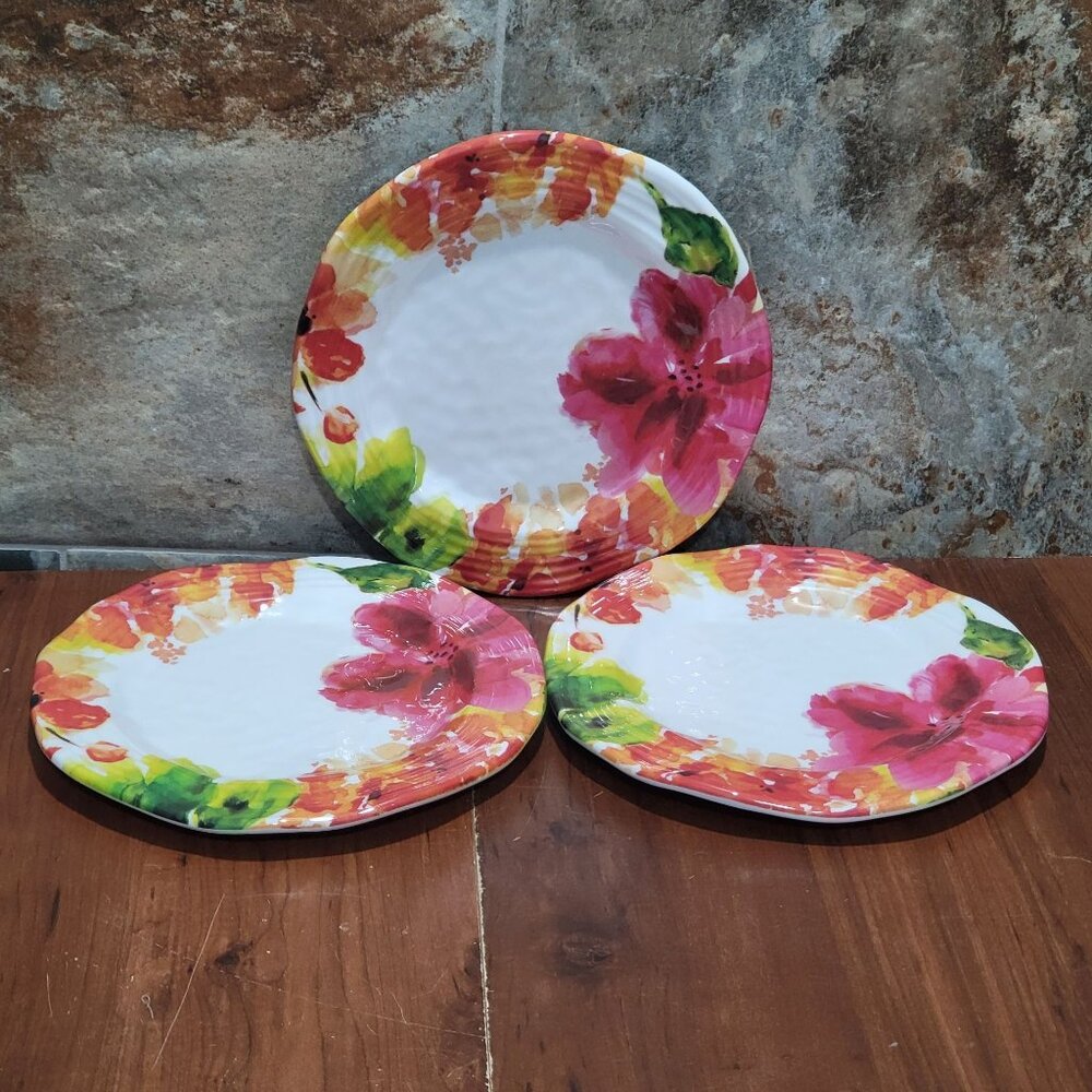 Nicole Miller Home Melamine Floral Salad Plate Set of 3